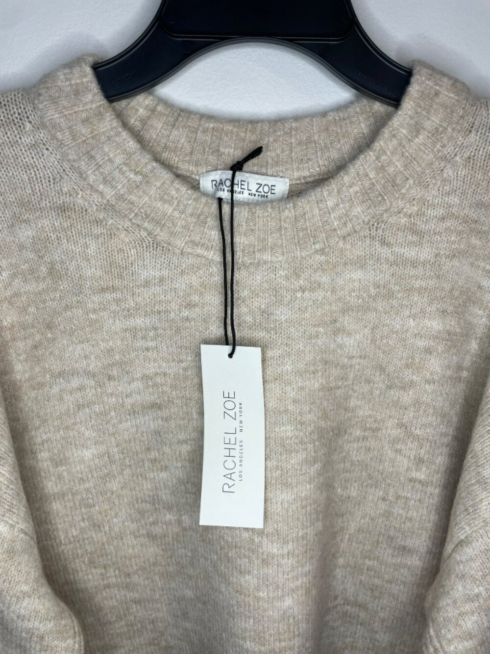 Rachel Zoe Tan Beige Long Sleeve Crew Neck Sweater Women's Size Medium NWT - Picture 3 of 6